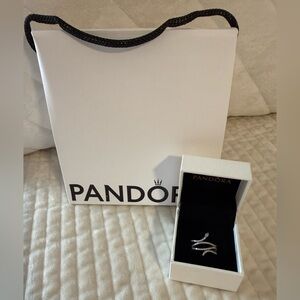 Retired Pandora 925 Sterling Silver & Cubic Zirconia Snake Ring Size 6